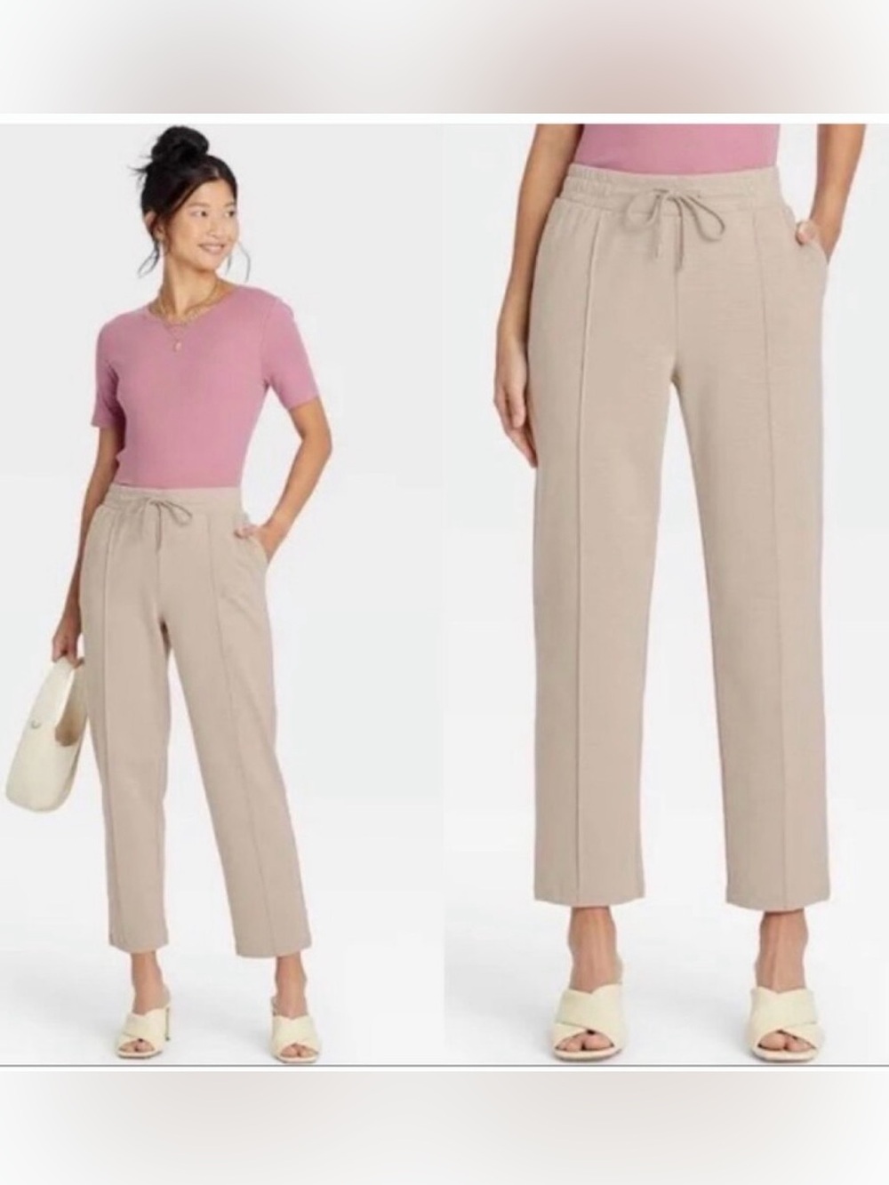 A New Day Women’s Pull-On Pants Cropped Beige/cream size Small